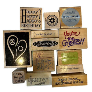 Rubber Stamps Craft 13 pcs Misc Styles quotes and Brands